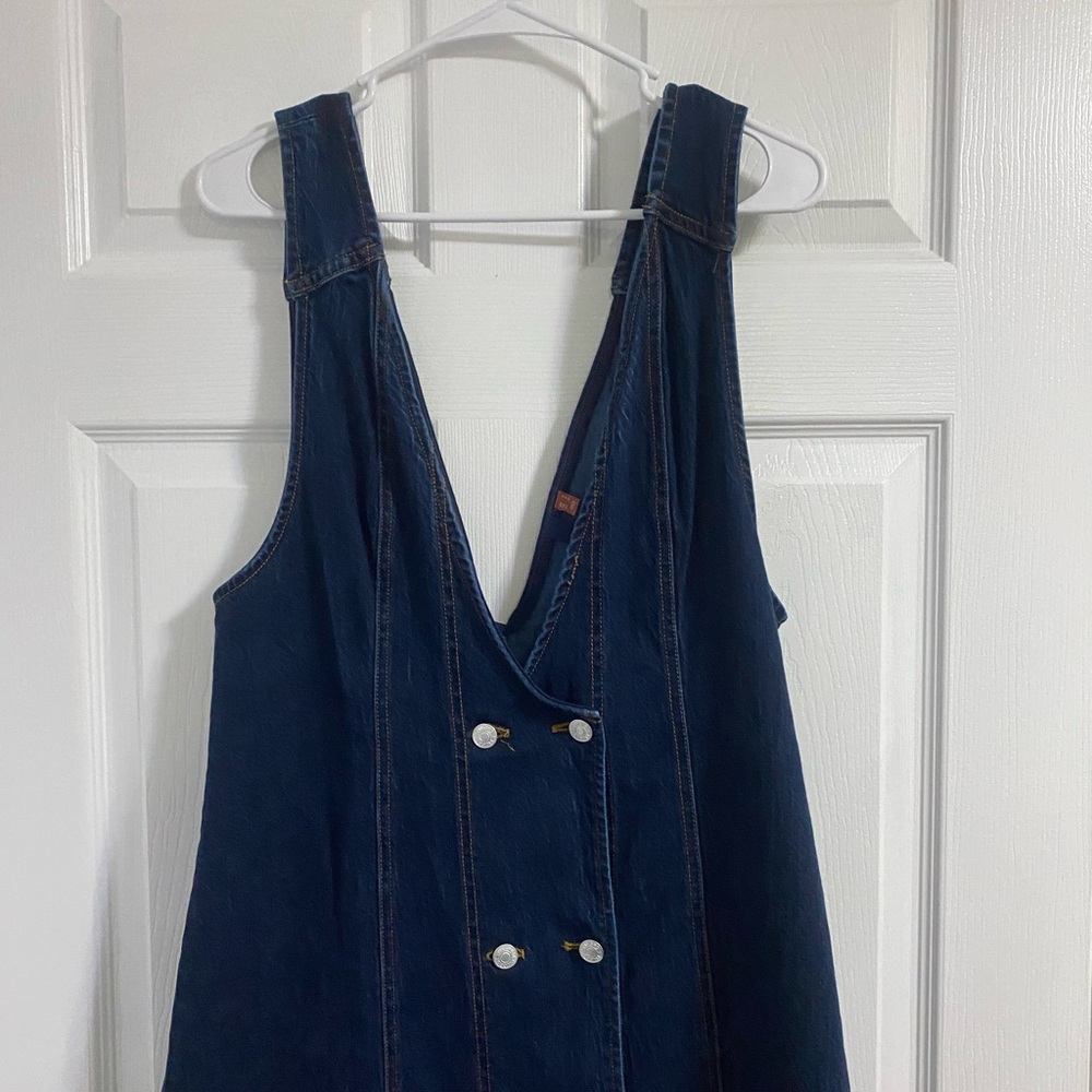 Pilcro Anthropologie Dark Wash Denim Vest Midi Dress Size 14 - Picture 5 of 10